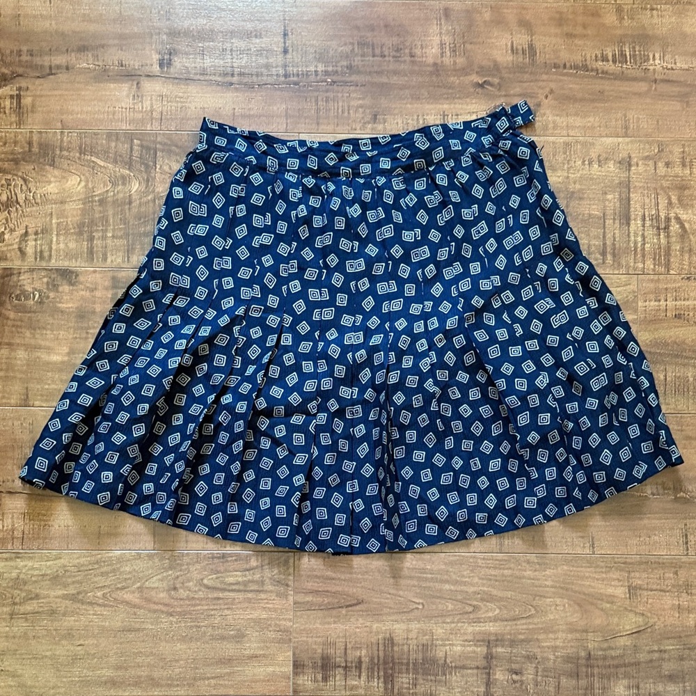 Anne Klein Navy Geometric Mini Skirt
